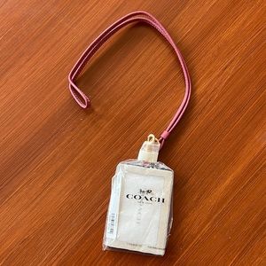 Coach pink and cream ID lanyard
